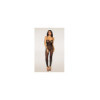 Bodystocking en résille noire, sans couture, avec large décolleté à armature  